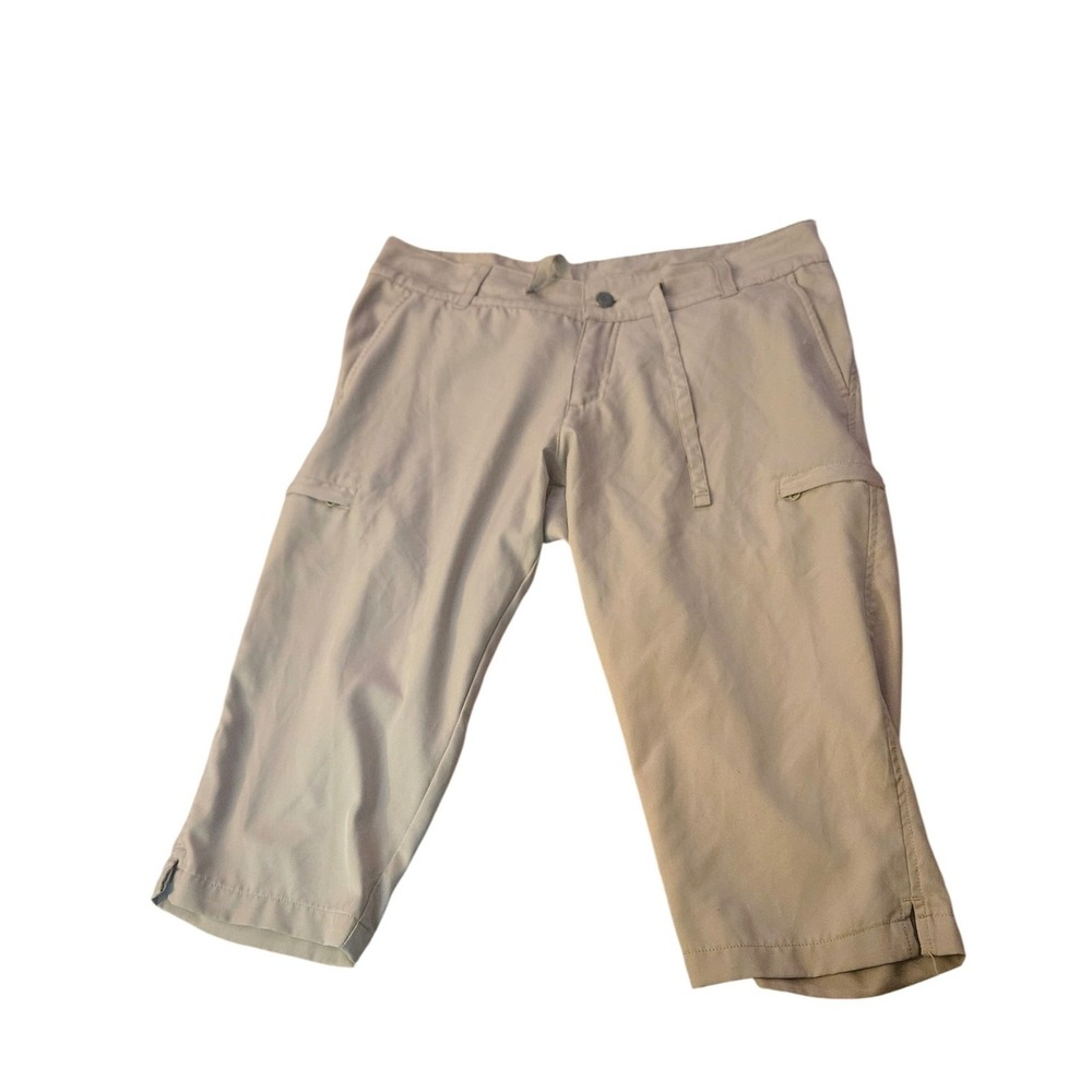 Magellan Outdoors Womens Tan Khaki Cargo Capri Pants Size M Hiking Utility